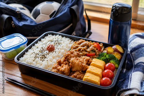 Obraz na płótnie 部活動に持っていく栄養満点のお弁当 スポーツ少年のランチ