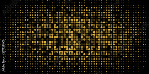 Tableau sur toile Abstract luxury banner with golden glittering dots on black background