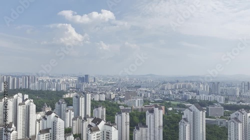 Aerial Drone View of Gwanggyo Jungang Station Cityscape and New Town Landscape in Suwon, South Korea