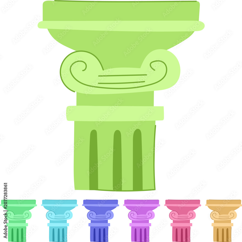 Obraz premium greece column ancient cartoon. rome sculpture, marble old, pedestal classic greece column ancient sign vector
