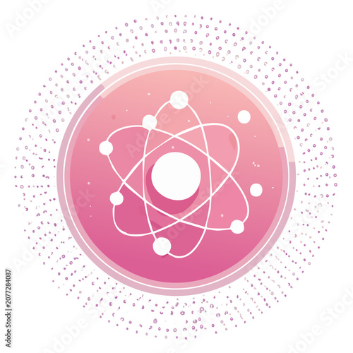Pink atomic symbol with orbiting electrons vector