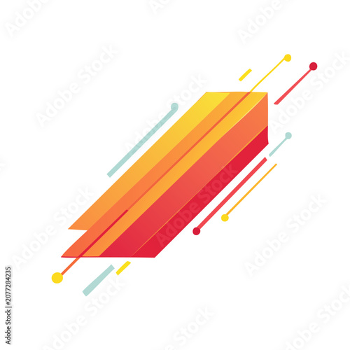 Abstract gradient geometric shape with lines and dots