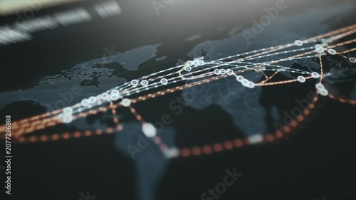 Global Supply Chain Infrastructure Displaying Shipping Routes