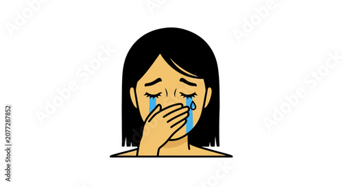 A simple vector illustration of a person crying with tears streaming down their face.