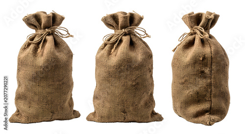 Billede på lærred Three burlap sacks filled and tied with rope