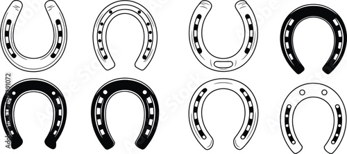 Foto Collection of horseshoe icons in various styles representing luck, protection, a