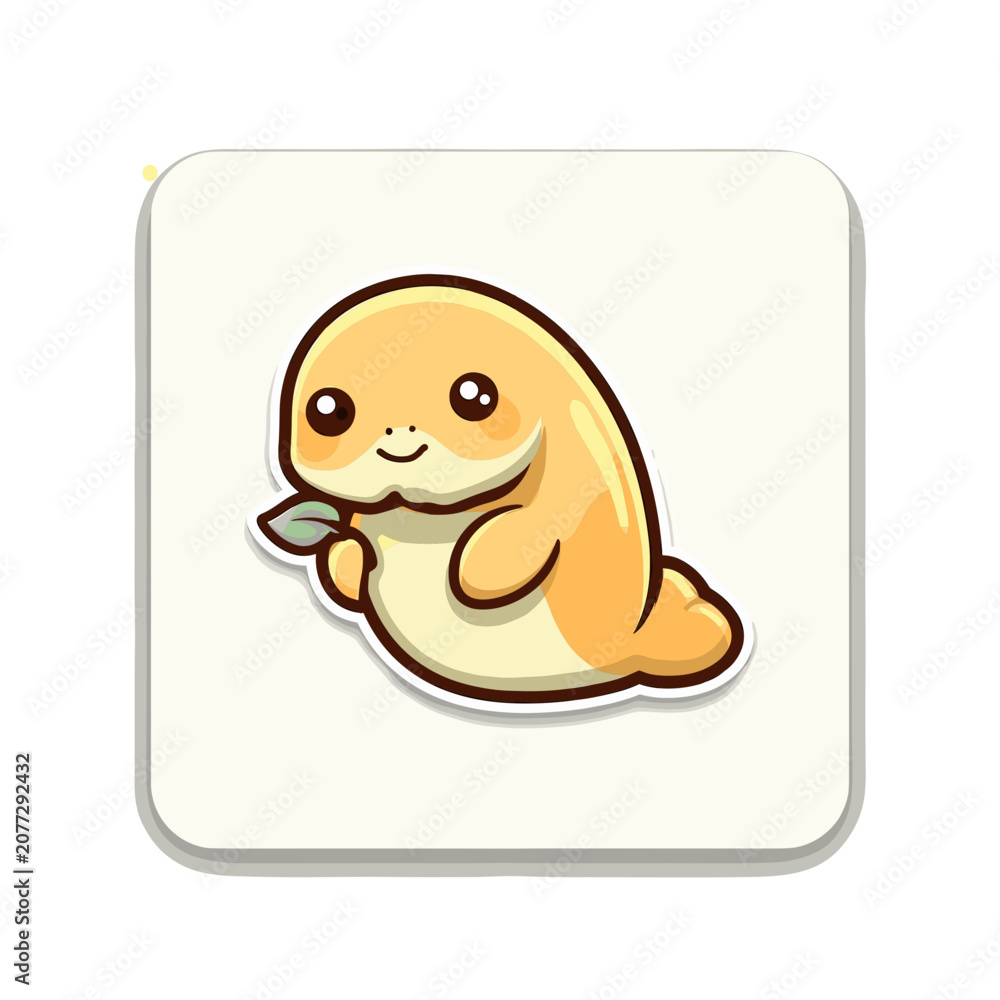 Fototapeta premium Cute cartoon sloth holding a leaf vector illustration