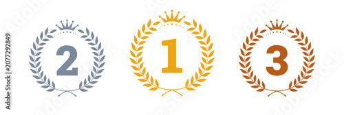Konstfotografi Minimal award icon collection with first second third ranking symbols