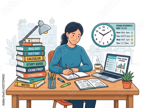 Woman sitting at desk with laptop.