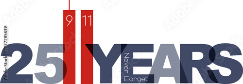 Obraz na plátně 9/11 25th anniversary. Patriot Day banner. Never forget.