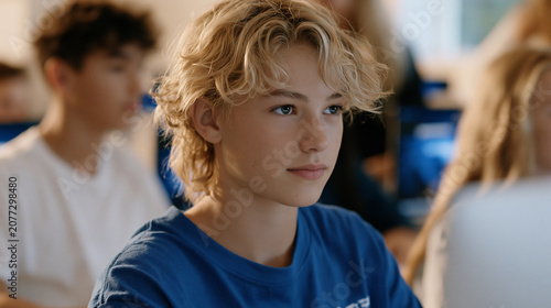 Cyberbullying prevention curriculum session takes place in a middle school computer lab where a facilitator guides students through an empathy simulation tool that visualizes the emotional impact of