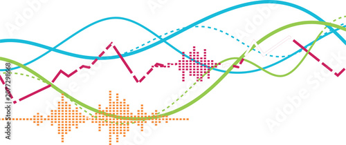 Tableau sur toile PrintAbstract Audio Waveform Vector Element Kit with Colorful Sound Waves Equali