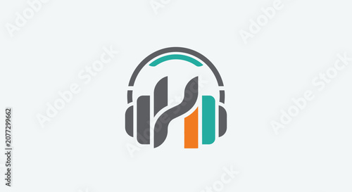 Creative headphone logo icon for music and podcast branding