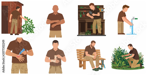 Fotografi Gardener experiencing poison ivy skin irritation and first aid treatment steps i