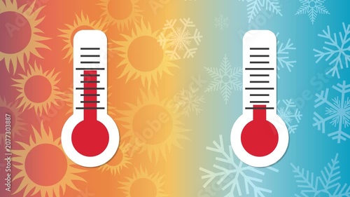 Thermometers showing hot and cold temperature difference