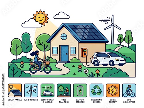 Eco Friendly Home with Solar Panels.