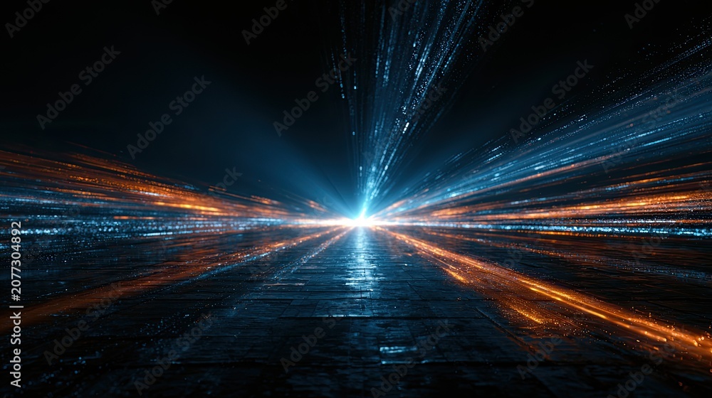Fototapeta premium Abstract Light Streaks Speed Motion Blur Futuristic Background.