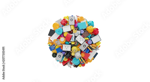 Colorful assortment of small toys.