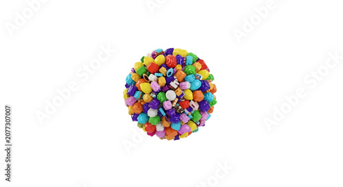 Colorful Bubblegum Balls in Sphere.
