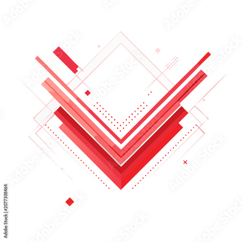 Abstract Red Geometric Chevron Vector Design