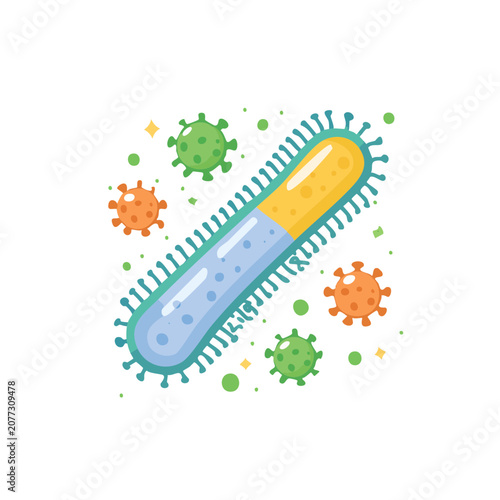 Flat illustration of bacteria and viruses