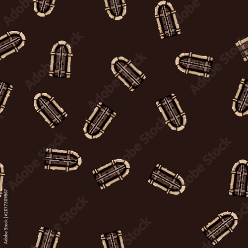 Fotografie seamless pattern romanesque ancient medieval door cartoon