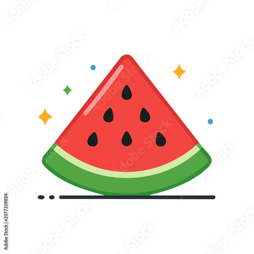 Watermelon slice flat vector illustration