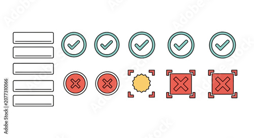 Bild auf Leinwand Collection of user interface status icons and check marks