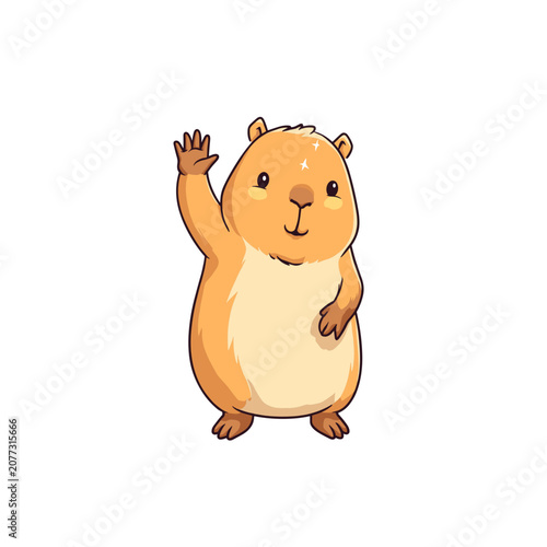 Cute cartoon capybara waving