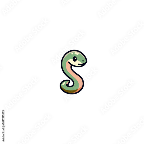 Cute flat illustration of a green snake