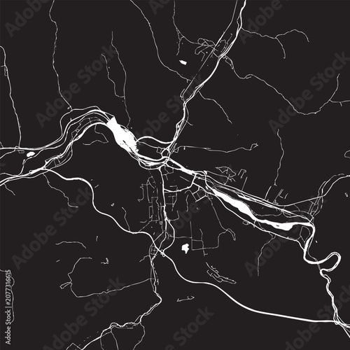 Foto Zilina Slovakia Vector Map, Detailed City Street Map Black and White Minimalist