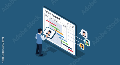 Tableau sur toile Project manager analyzing task timeline and team assignments