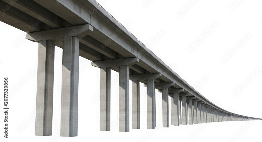 Obraz premium Concrete viaduct bridge structure isolated on transparent background