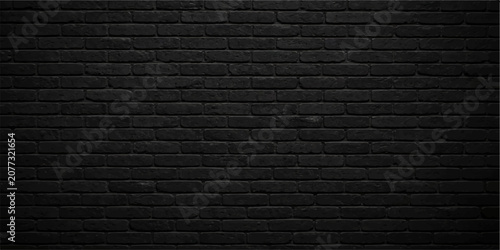 Black Brick Wall Vector Texture Background, Seamless Dark Stone Wall Pattern for Modern Interior and Architectural Designs