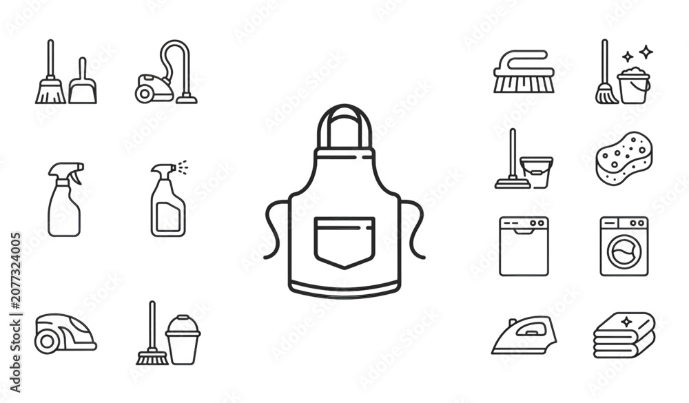 Fototapeta premium Cleaning Apron Icon Editable Stroke Housekeeping Uniform Line Vector for Web App Interface Collection