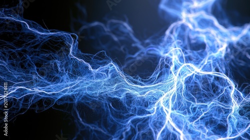 Abstract Blue Energy Plasma Swirls with Lightning Effects.