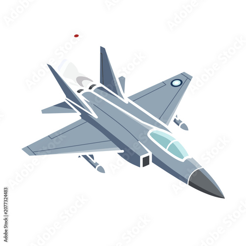 Flat vector illustration of a fighter jet