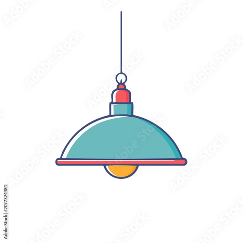Flat vector illustration of a hanging pendant lamp