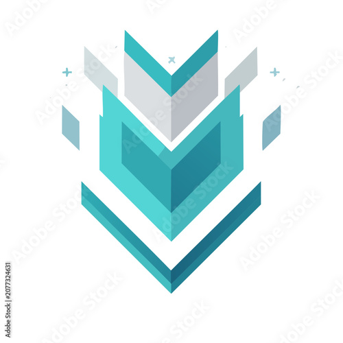 Low Poly Upward Arrow Chevron Vector