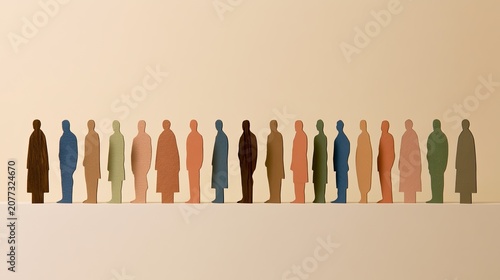 Diverse Group of People Standing in a Line.
