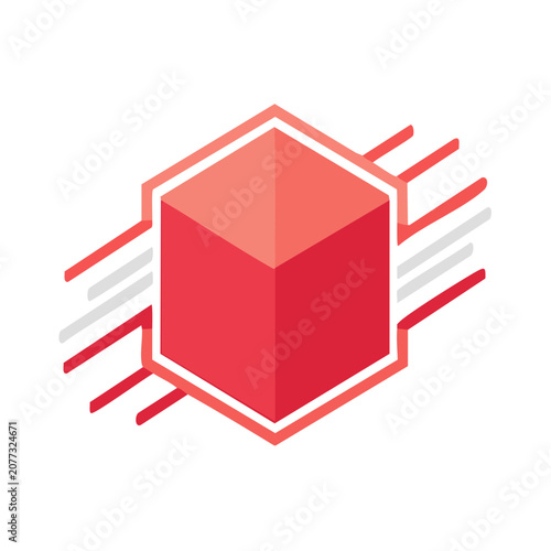 Red Hexagonal Prism Vector Icon