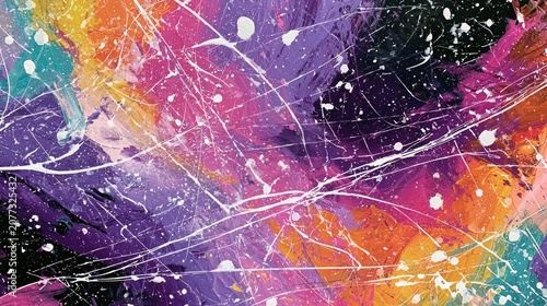 Vibrant Abstract Splatter Paint Background with Energetic Colors.