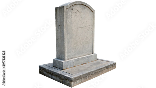 Fotografie Classic gray granite stone headstone tombstone monument mockup isolated on trans