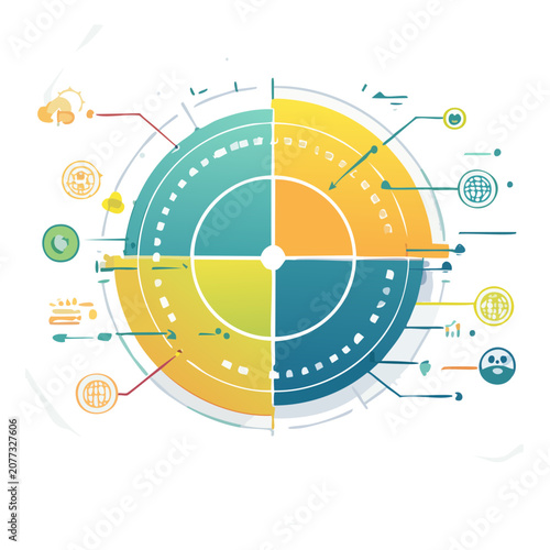 Colorful Circular Infographic with Icons and Segments