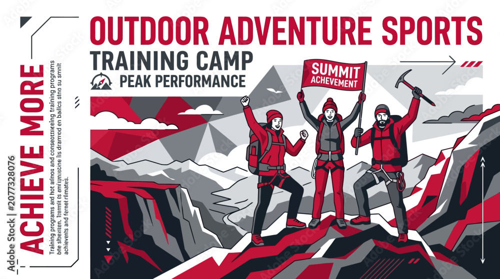 Obraz premium Outdoor Adventure Sports Training Camp Peak Performance Summit Achievement