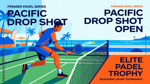 Pacific Drop Shot Open Beachside Luxury Padel Tournament Illustration