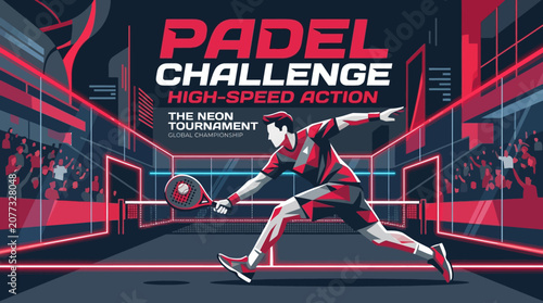 Padel Challenge High Speed Action Neon Tournament Global Championship
