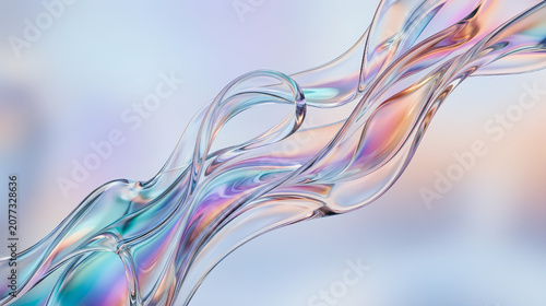 Abstract Iridescent Liquid Flow Wave Wallpaper