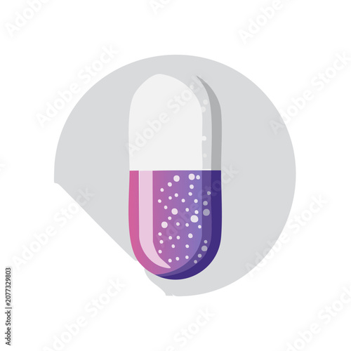Flat vector icon of a capsule pill with gradient fill