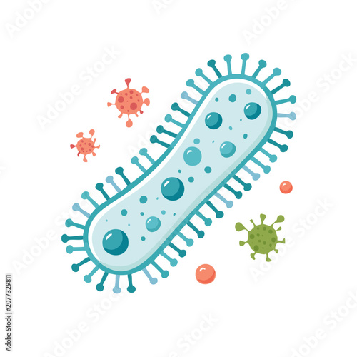 Flat illustration of bacteria and viruses